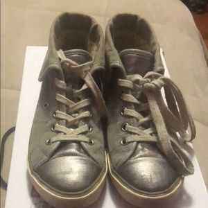 Silver/grey high top sneakers
